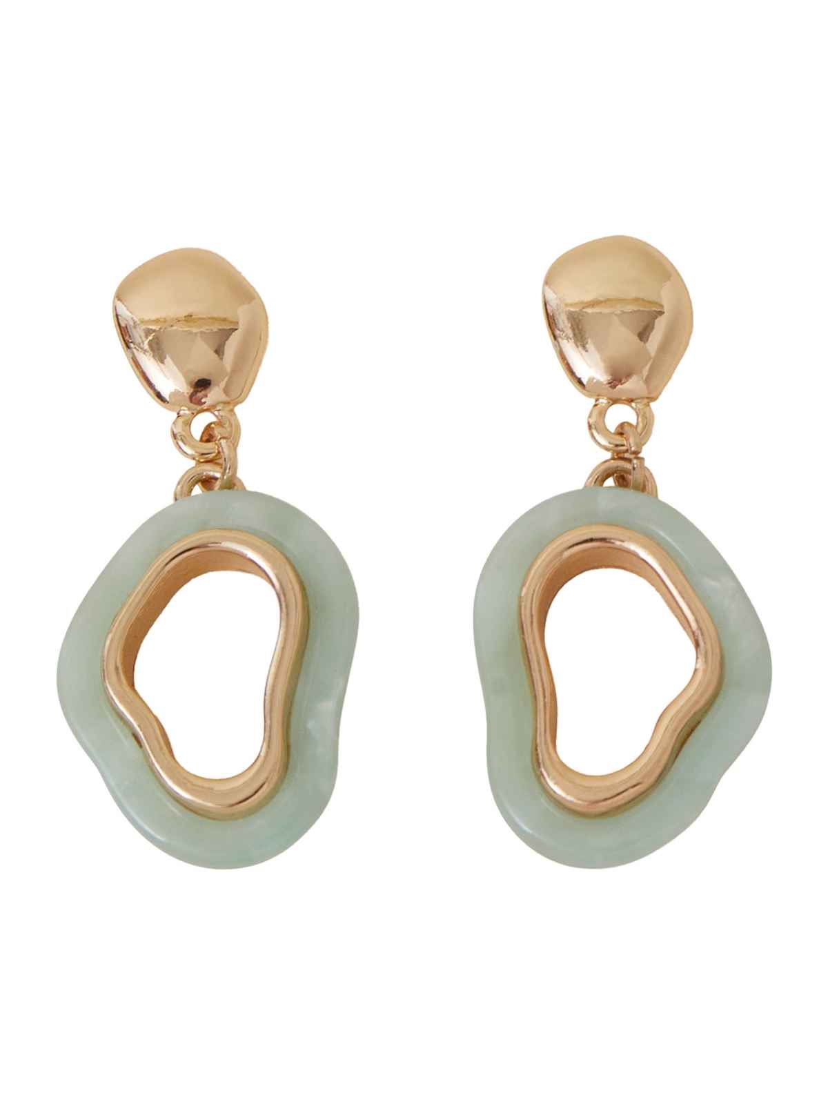 Accessorize London Women's Green Resin Inlay Drop Earrings - Green