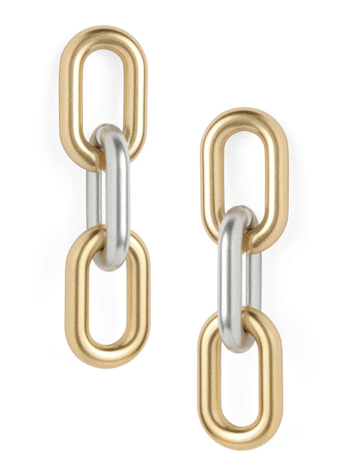 Rubans Gold & Silver Toned Geometric Drop Earrings