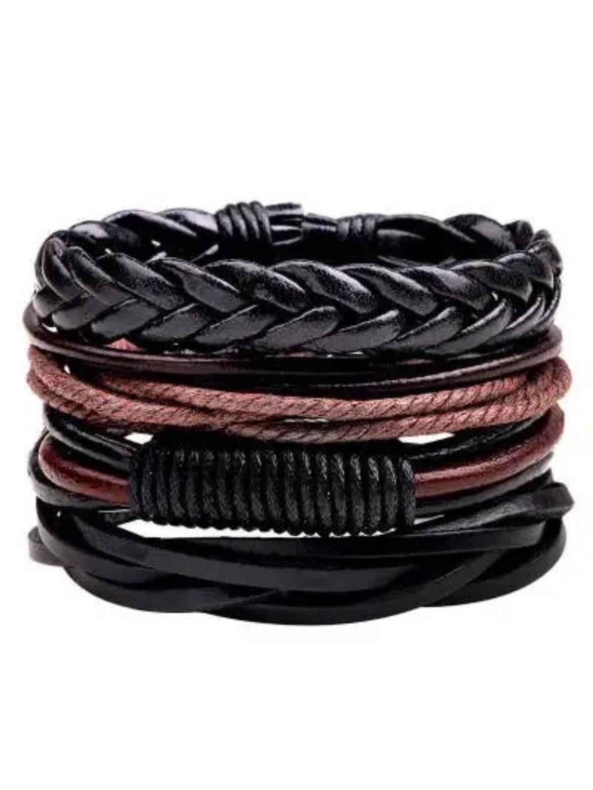 YouBella Bracelets for Men and Boys Black Leather Bracelet (YBBN - 92157)