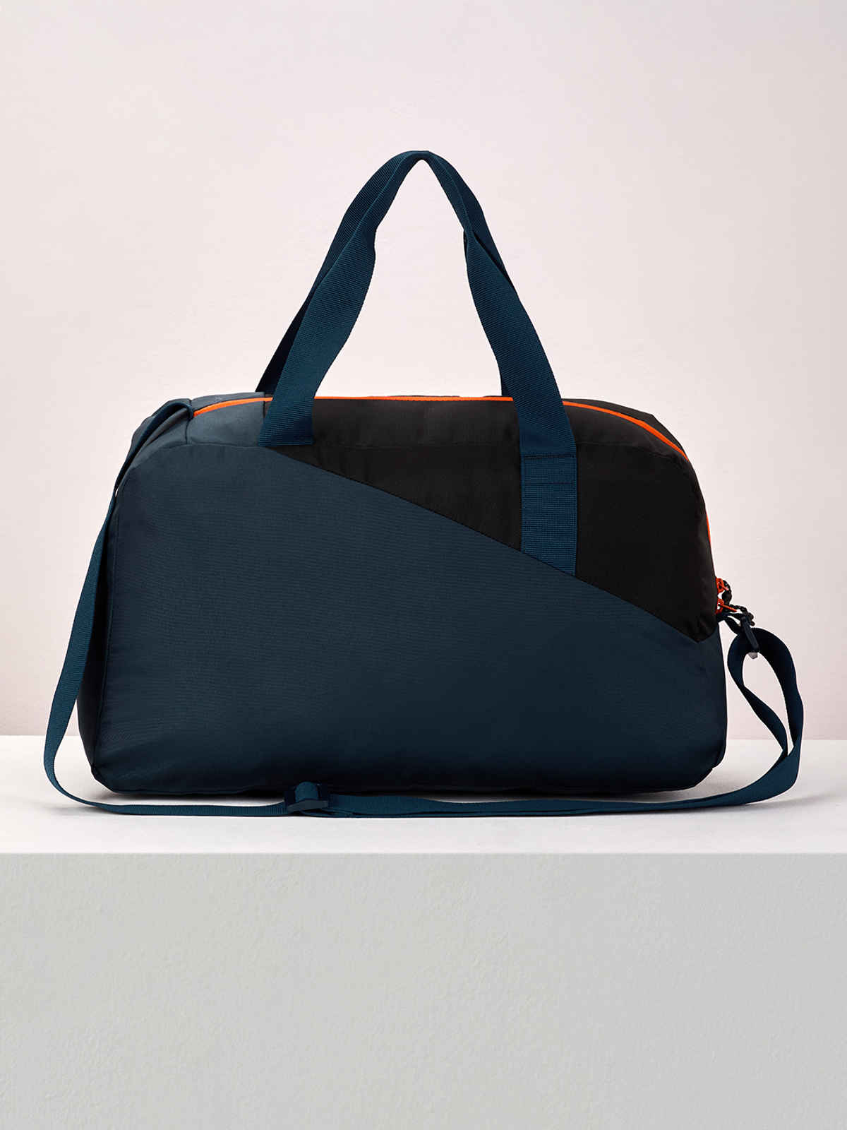 Wildcraft Unisex Color Block Polyester Duffel Bag | Navy and Black - 22 cm