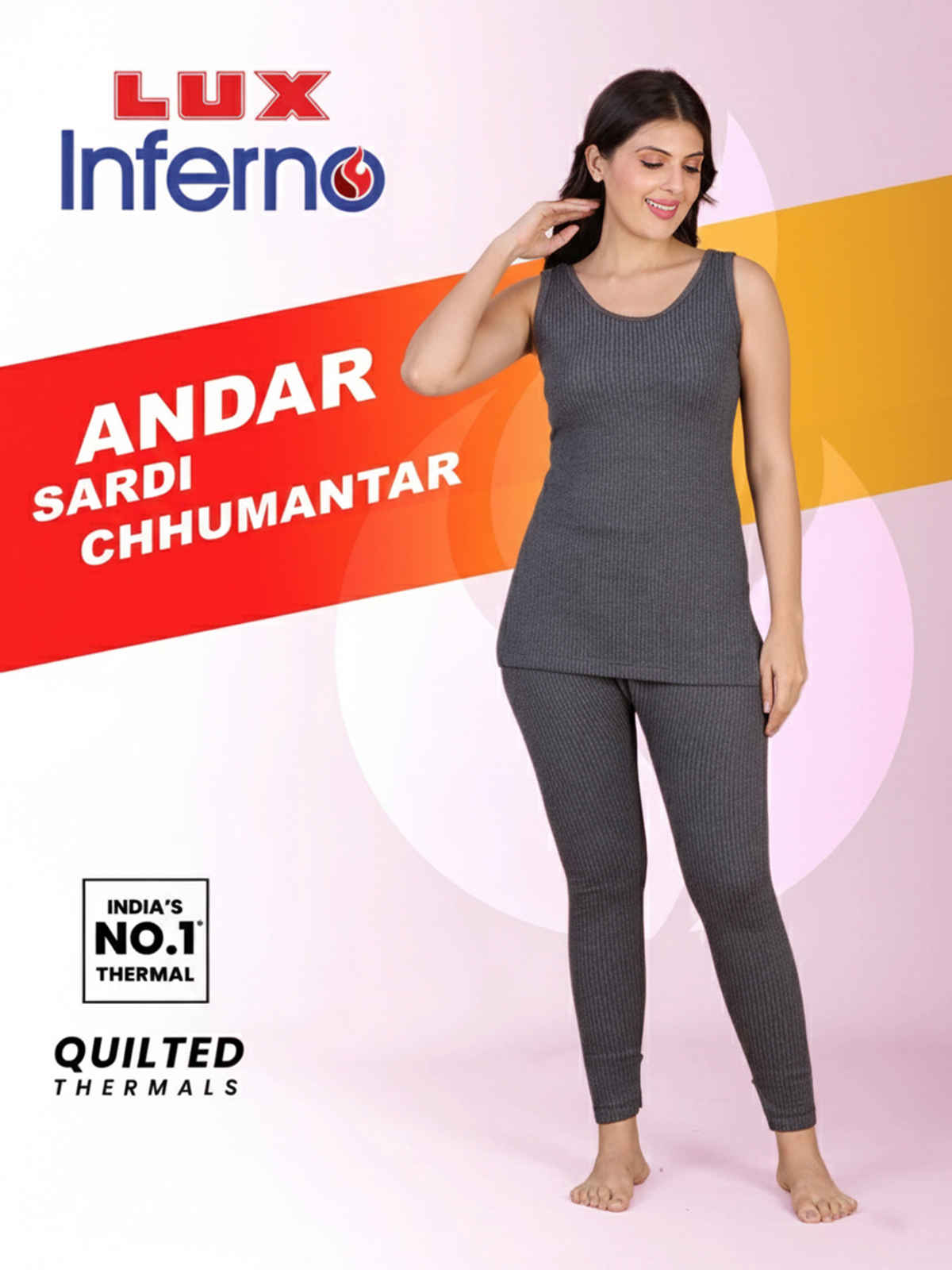 Lux Inferno Sleeveless Thermal Top for Women | Charcoal | 85 | Size M