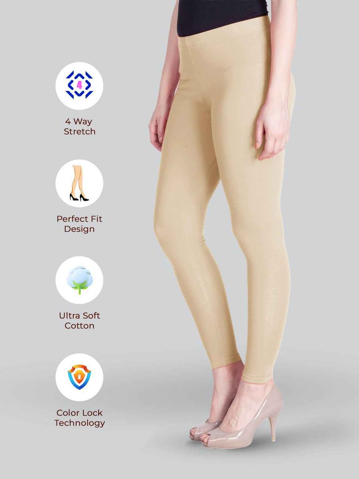Lyra Women's Leggings Ankle Length | Cotton and Lycra - Free Size