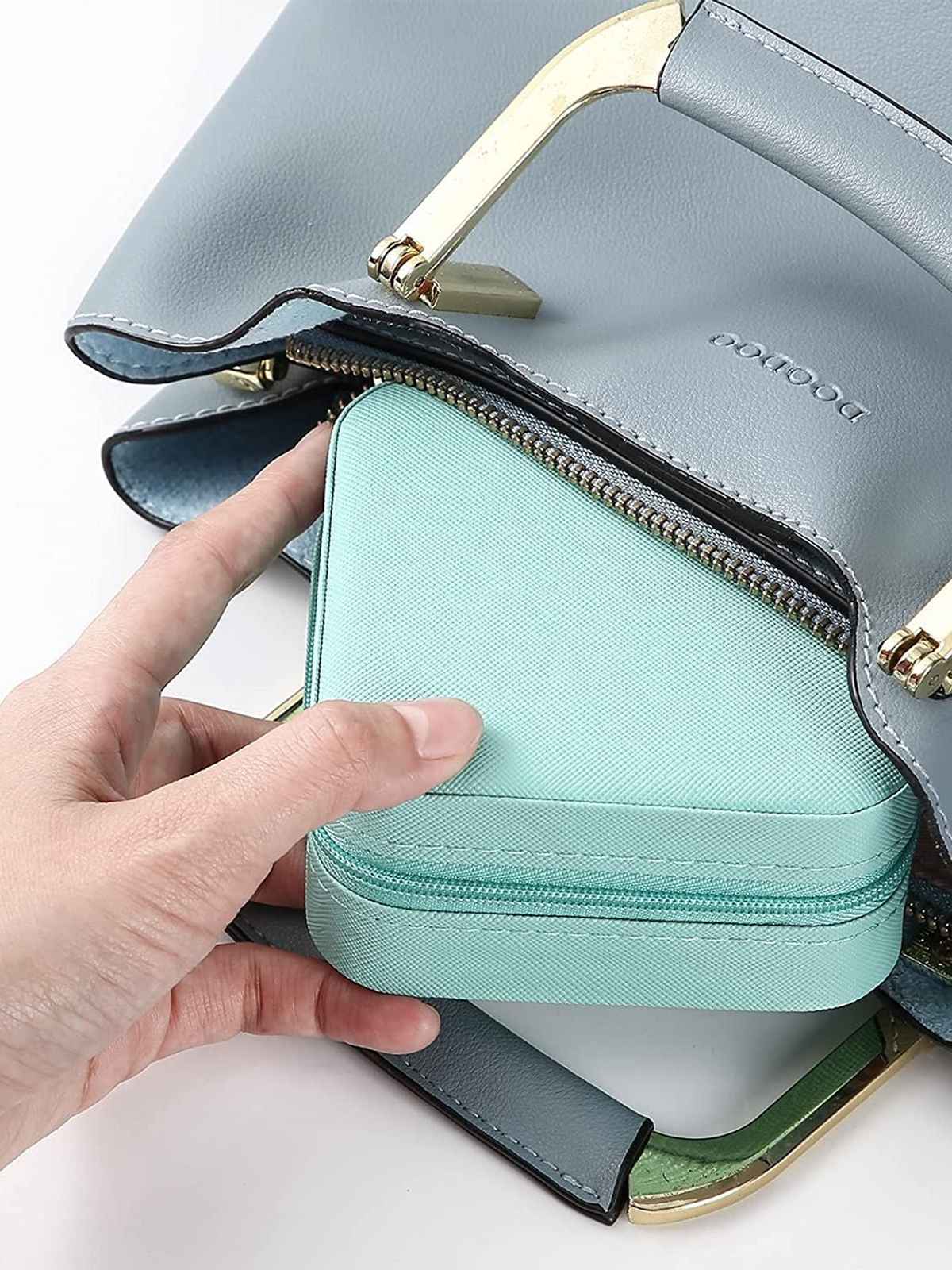 Youbella Jewellery Organiser Pu Leather Zipper Portable Storage Box Case(Jewellery - Box - 11)