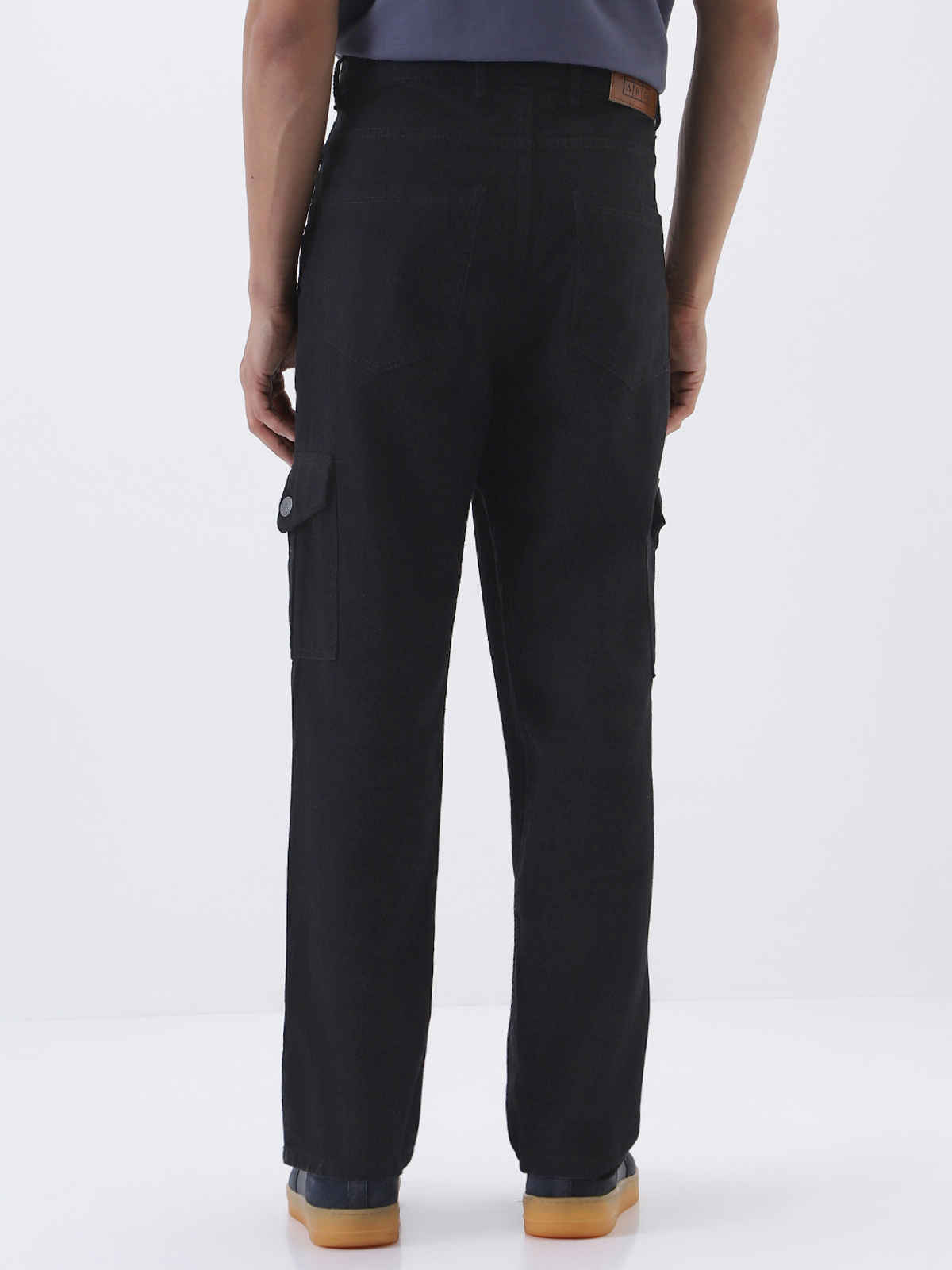 Urbano Fashion Men's Cargo Jeans Loose Baggy Fit 6 Pockets Non-Stretchable | Black | 28