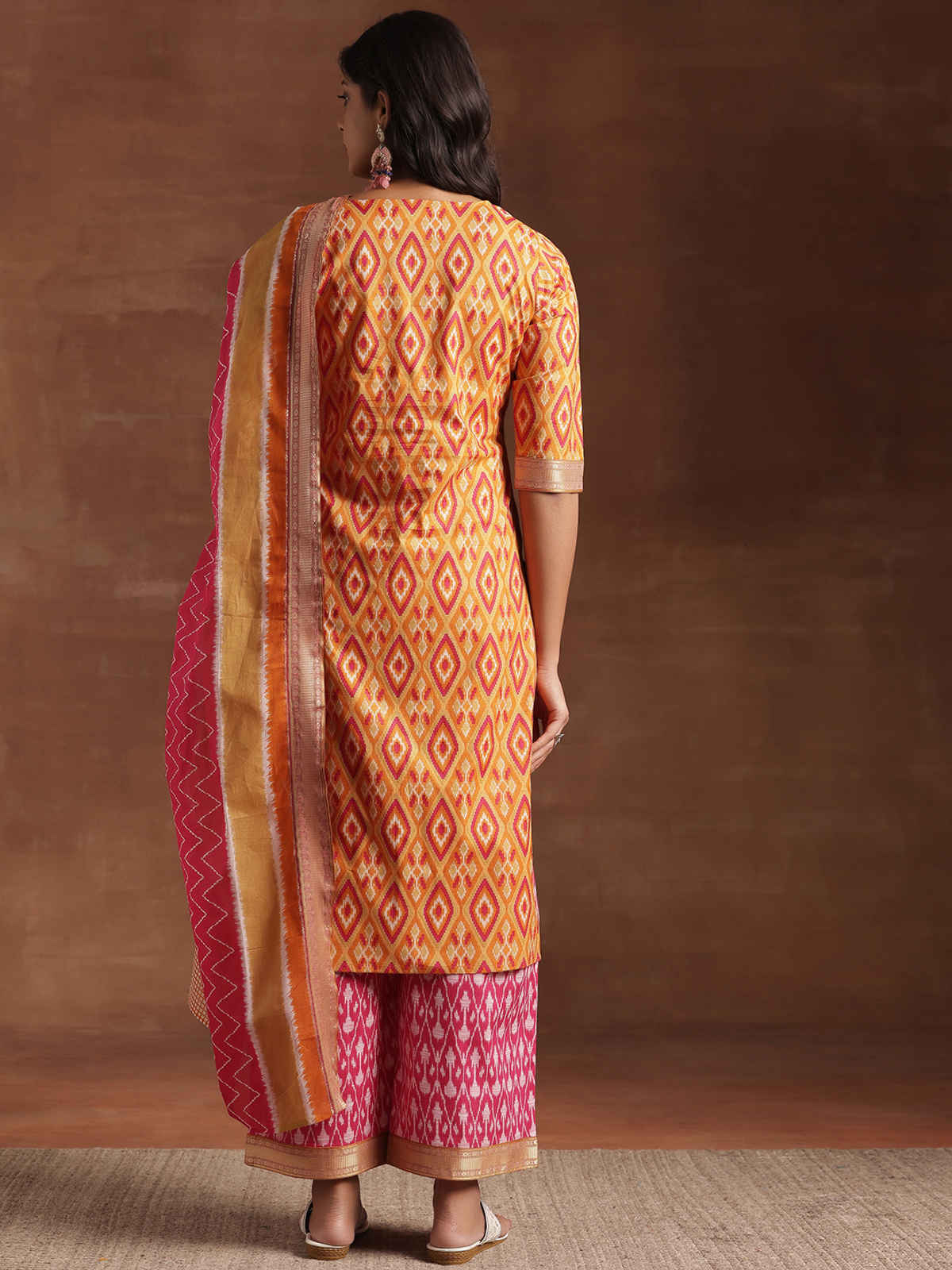Libas Printed Cotton Straight Suit With Dupatta | 36618H | Orange - S