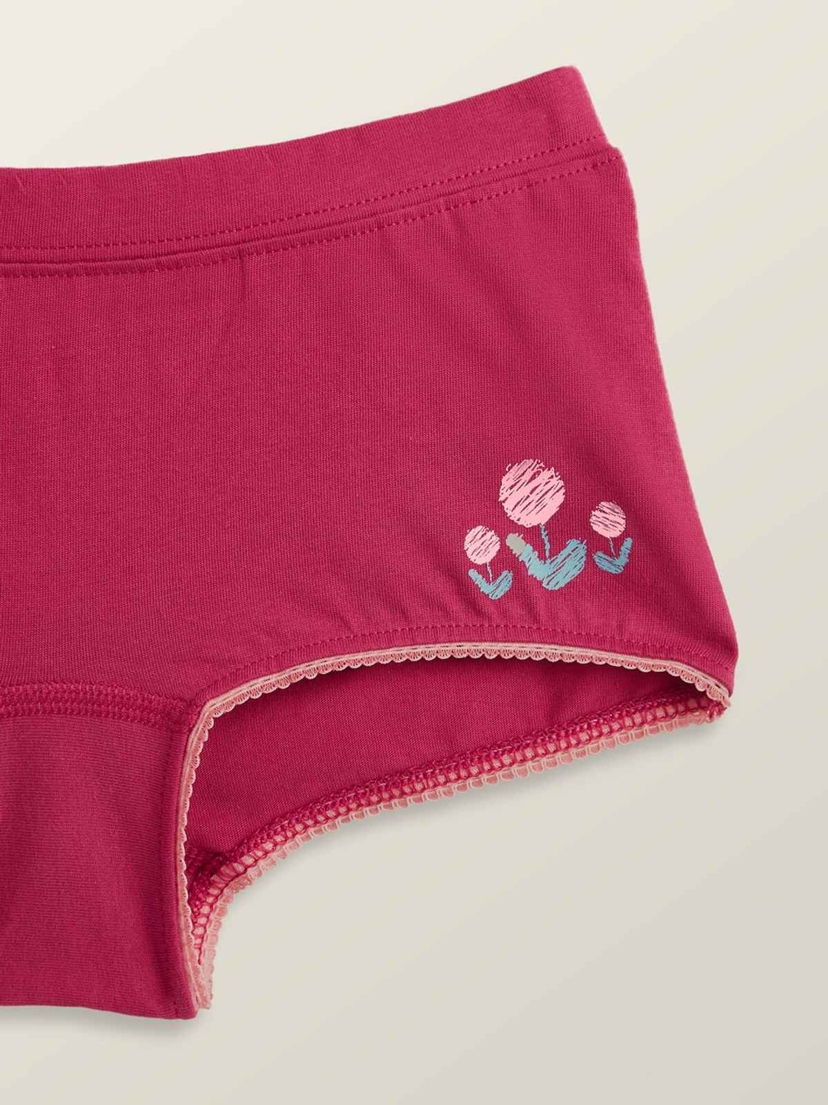 XY Life Scribbles Flowery Intellisoft Tencel Modal Boy shorts - Dark Pink+Aqua Green | Pack Of 2
