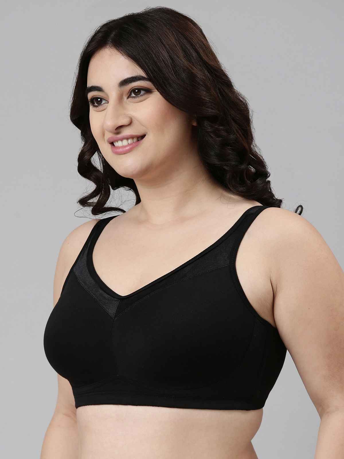 Enamor Women's A112 Super Lift Classic Full Support Cotton Bra|Non Padded|Wirefree | Black-36B