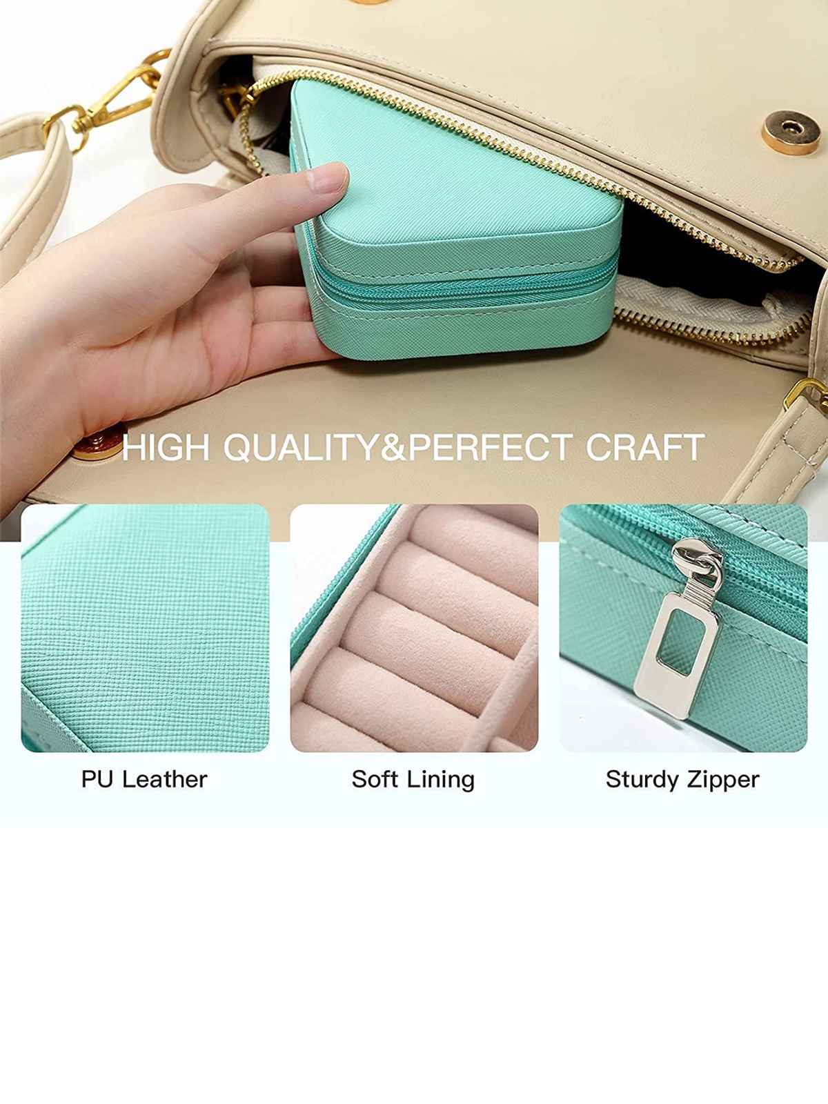 Youbella Jewellery Organiser Pu Leather Zipper Portable Storage Box Case(Jewellery - Box - 11)