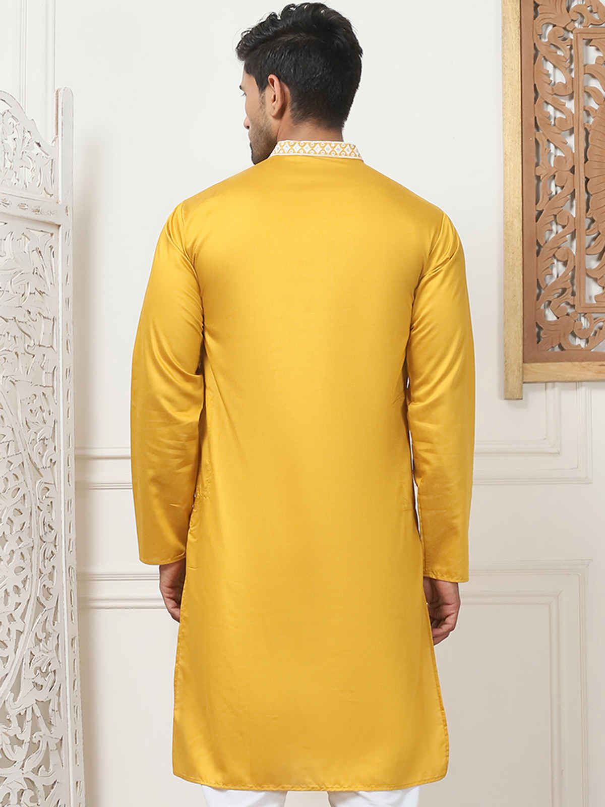Jompers Men's Kurta | Mustard - S