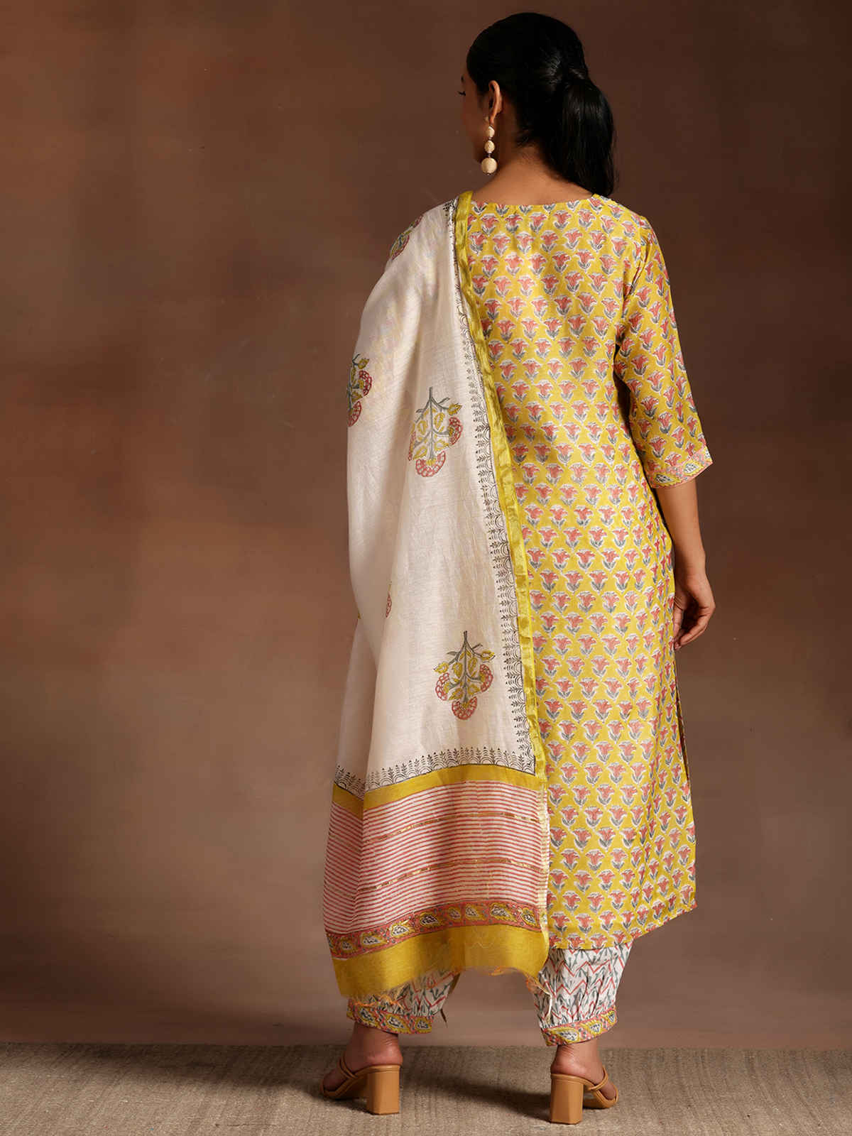 Libas Yellow Printed Cotton Straight Suit With Dupatta | 35922H - Yellow | M