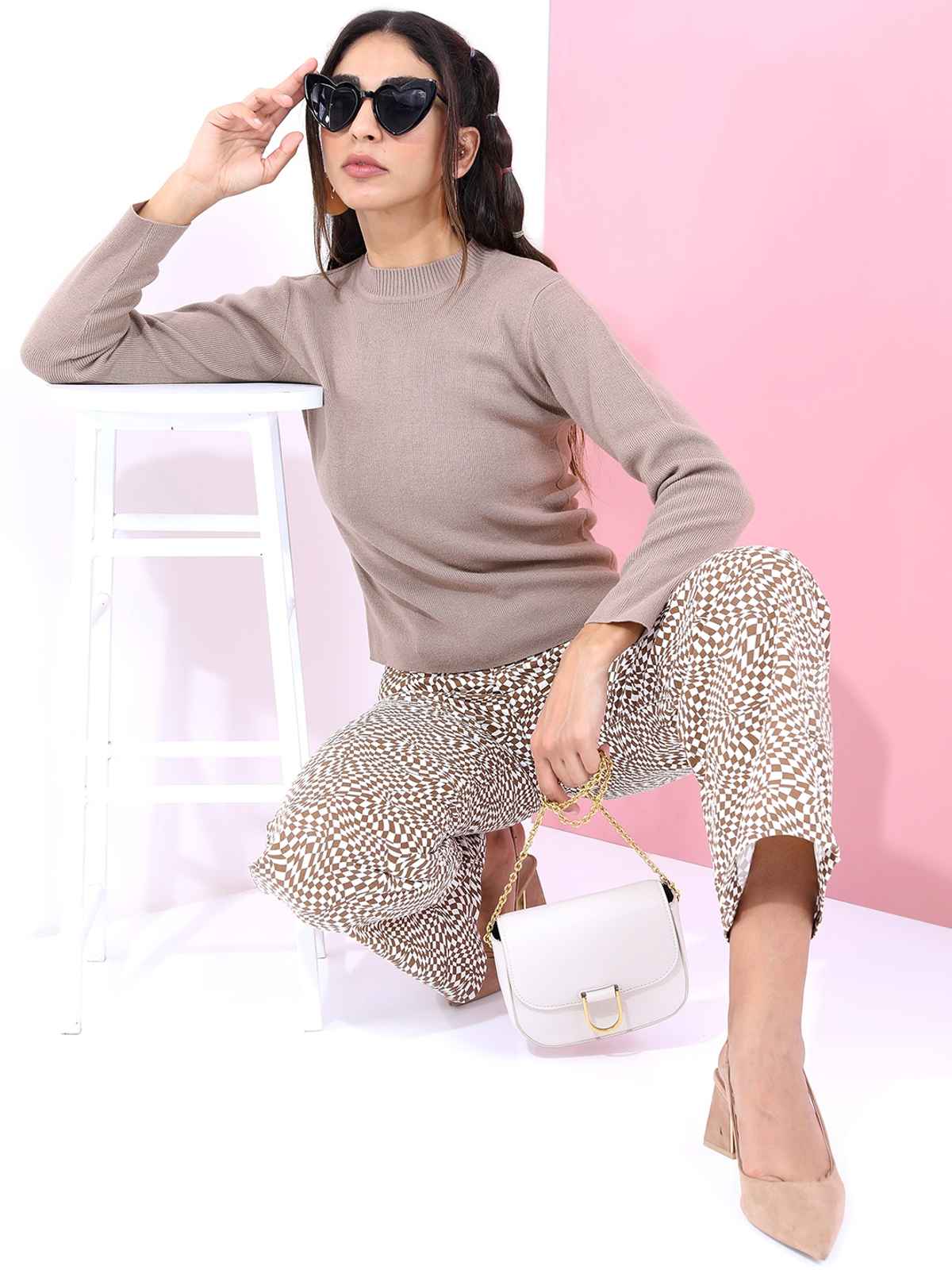 Ketch Women Full Sleeve Slim Fit Sweater | Beige | XL