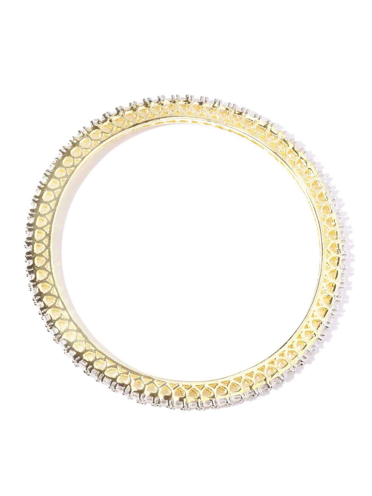 Priyaasi Set Of 2 Gold-Plated American Diamond Studded Bangles
