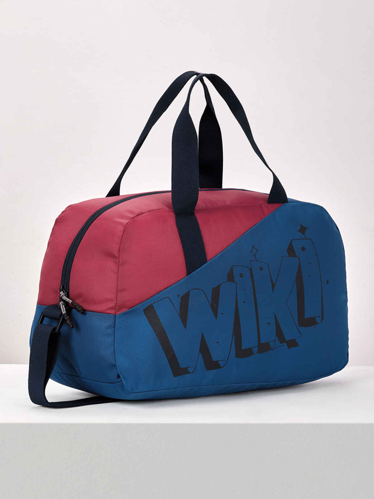 Wildcraft Unisex Color Block Polyester Duffel Bag | Blue and Red - 22 cm