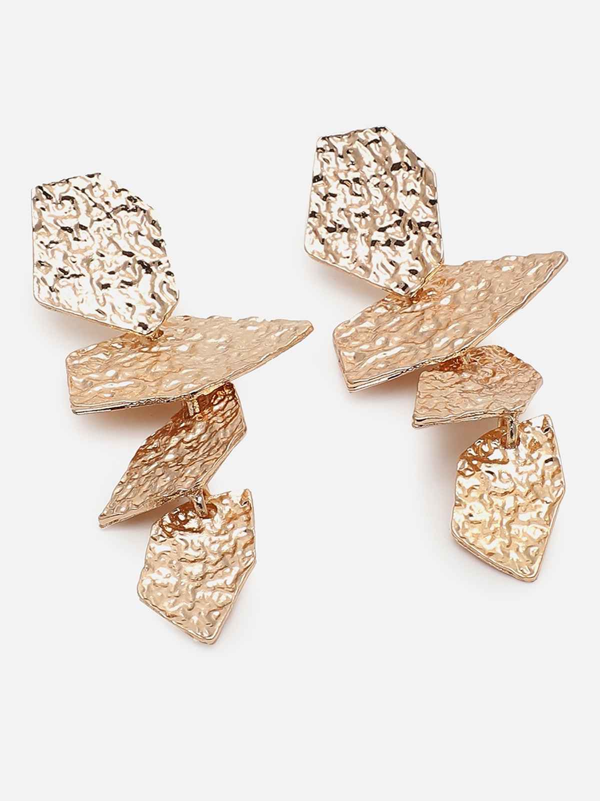 Sohi Gold-Toned Contemporary Drop Earrings For Women's
