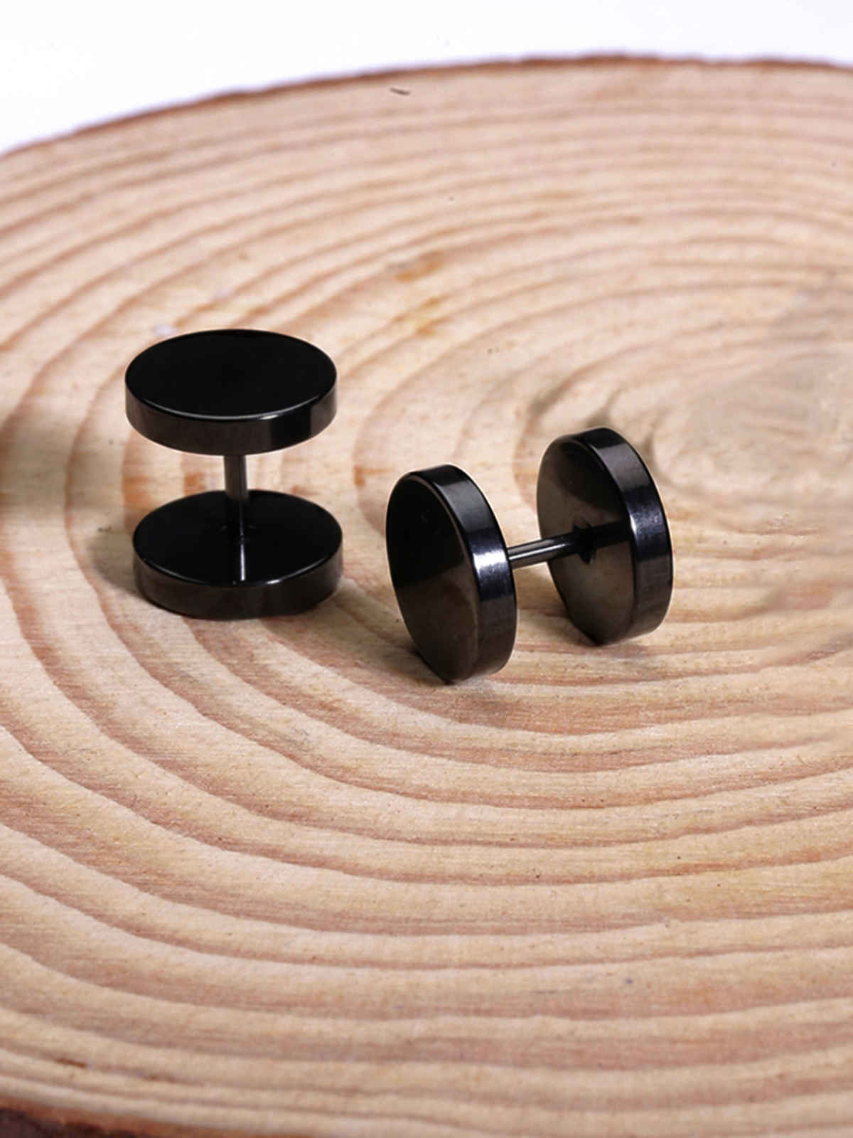 Yellow Chimes Gold Toned Black Studs for Men, Stainless Steel