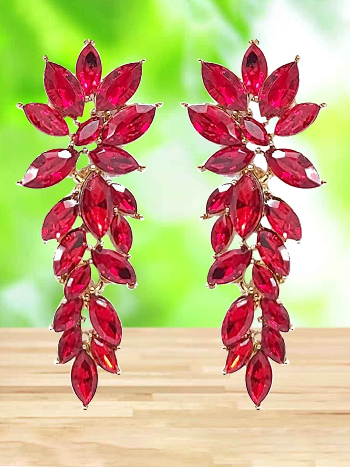 Youbella Jewellery Earrings For Women Crystal Earrings For Girls And Women (Red)(Ybear - 32431)