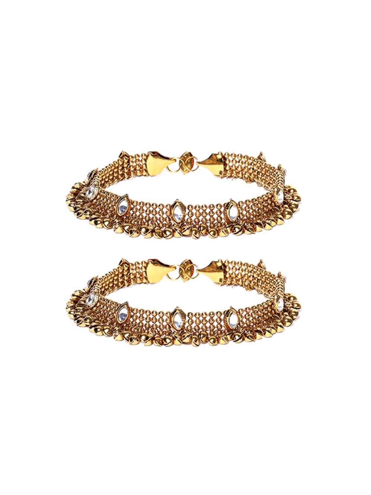YouBella Gold Plated Copper Strand Stylish Party Wear Anklets for Women & Girls (YBANK_60001)
