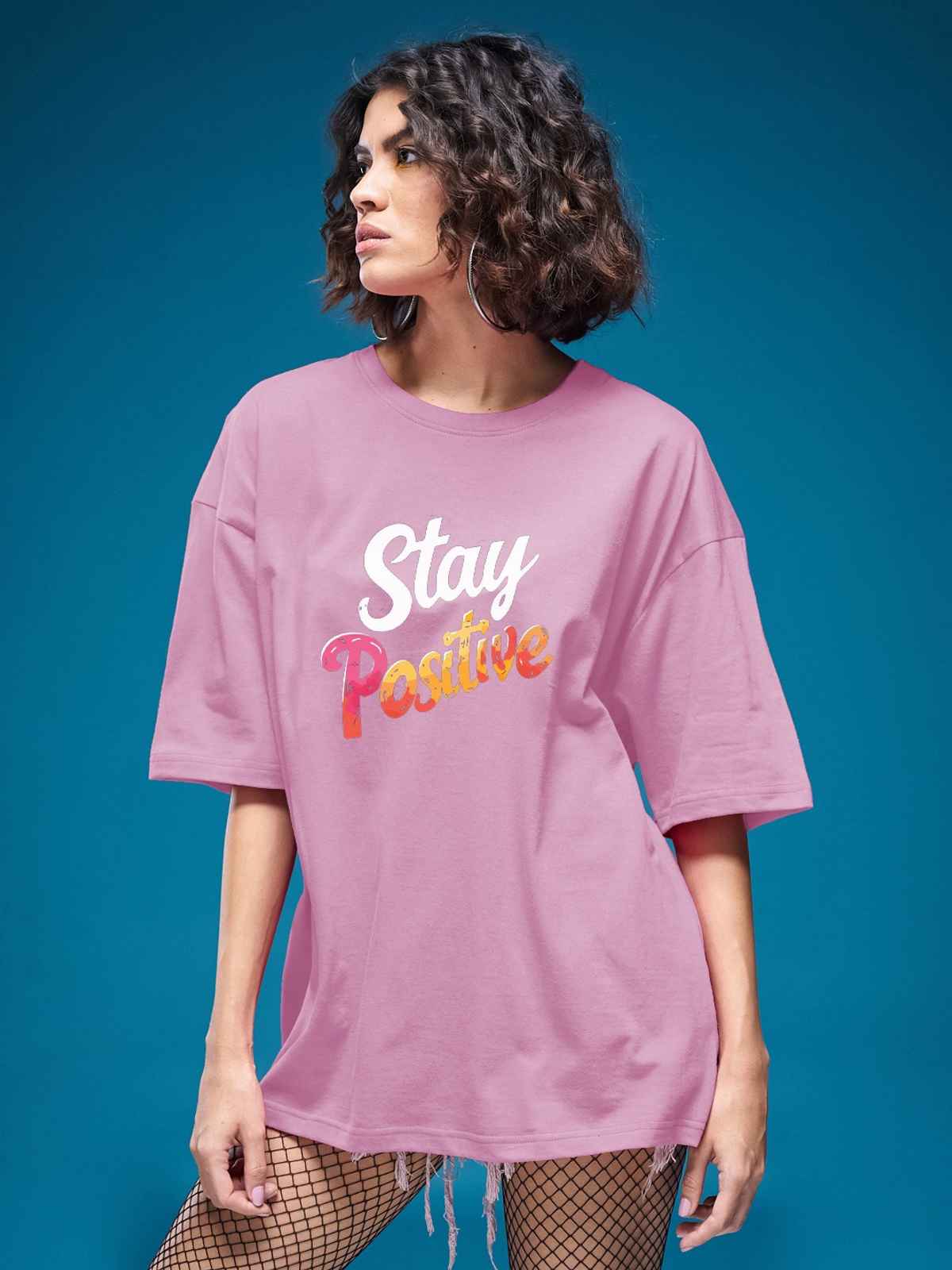 Smartees Women's Oversize Printed T-shirt | WW - 2034 | Pink - S