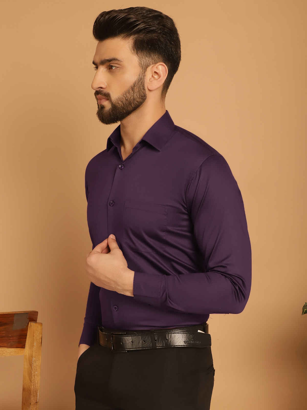 Indian Needle Men's Satin Finish Shirt | Wine - M