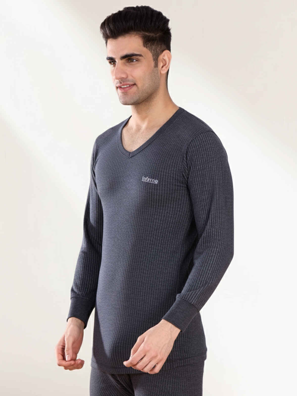 Lux Inferno V-Neck Thermal Top For Men - Charcoal - 95 | XL