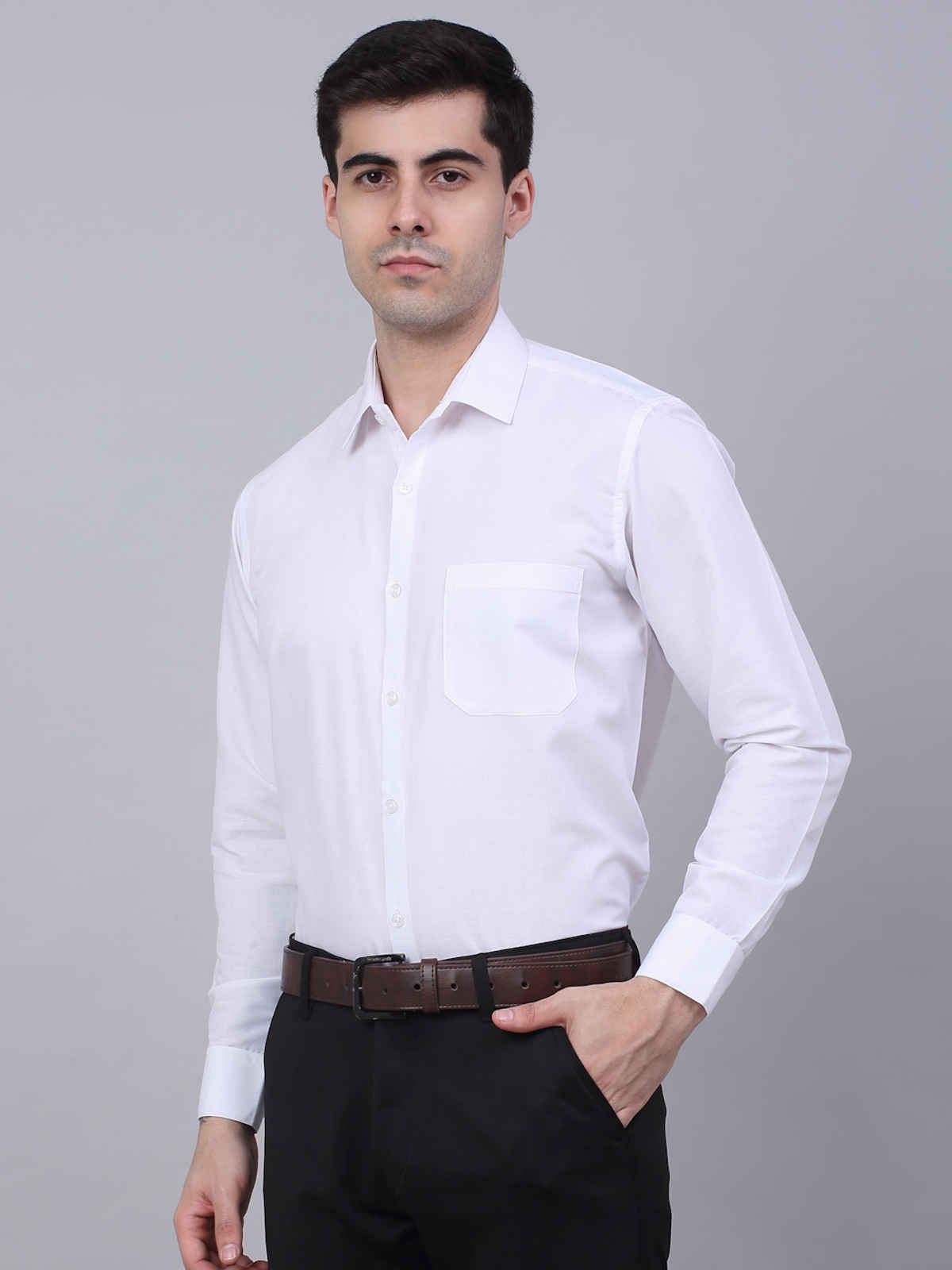 Indian Needle Men's Satin Finish Shirt | White - M