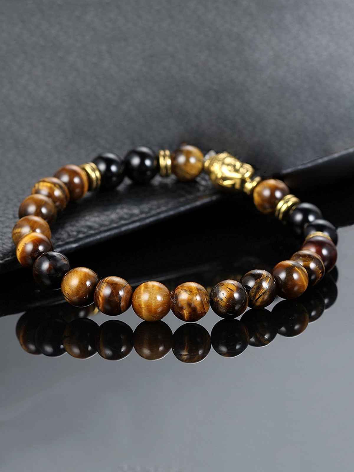 Yellow Chimes D'Vine Buddha Beads Reiki Onyx Charm Bracelet for Men