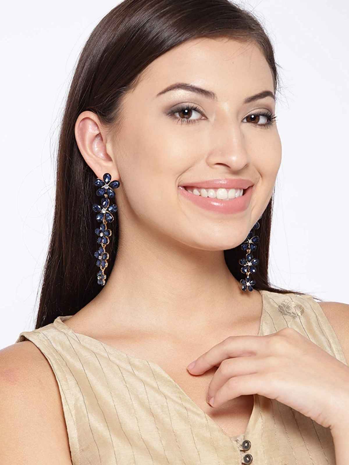 Youbella Aaa Swiss Zircon Earings Fashion Earrings For Girls And Women (Blue)(Ybear - 32178)