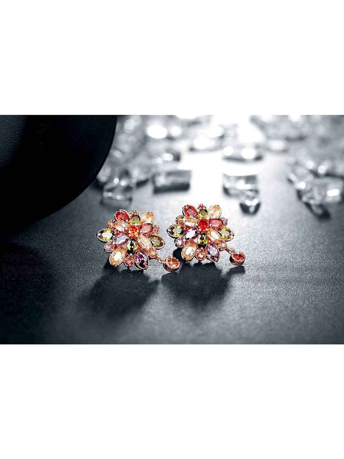 YouBella Collection Swiss Zircon Rainbow colors Exquisite Earrings for Women & Girls (YBEAR - 31128)