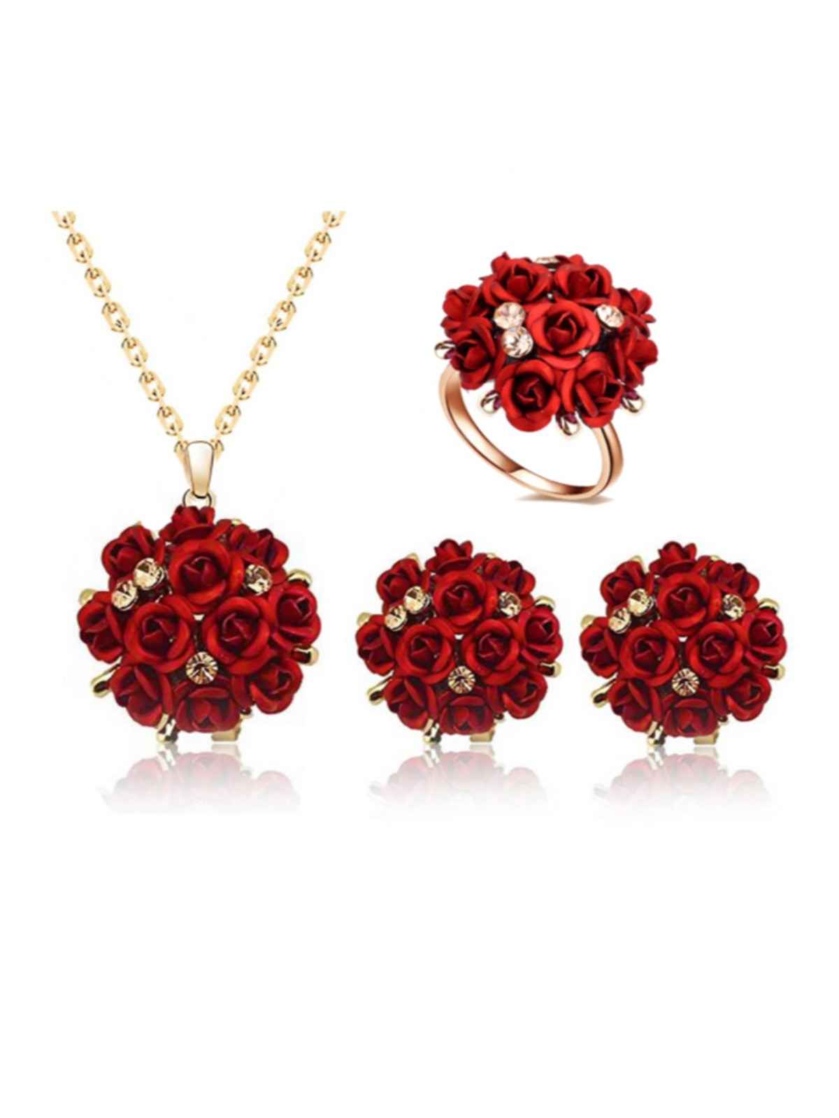 Youbella Jewellery Set With Earrings And Ring For Women And Girls (Red)(Ybnk - 5728)