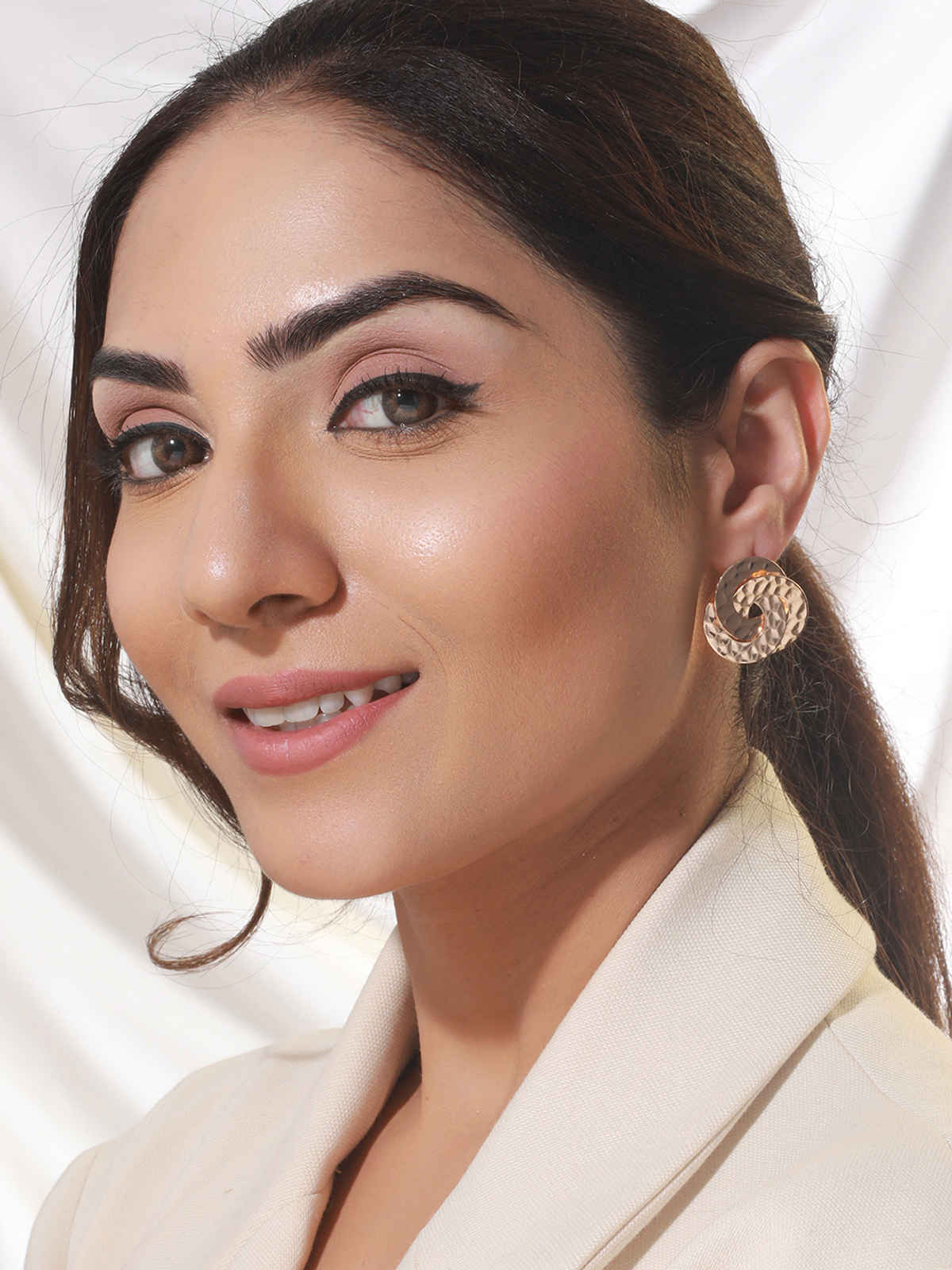 Priyaasi Tangled Love Rose Gold-Plated Stud Earrings