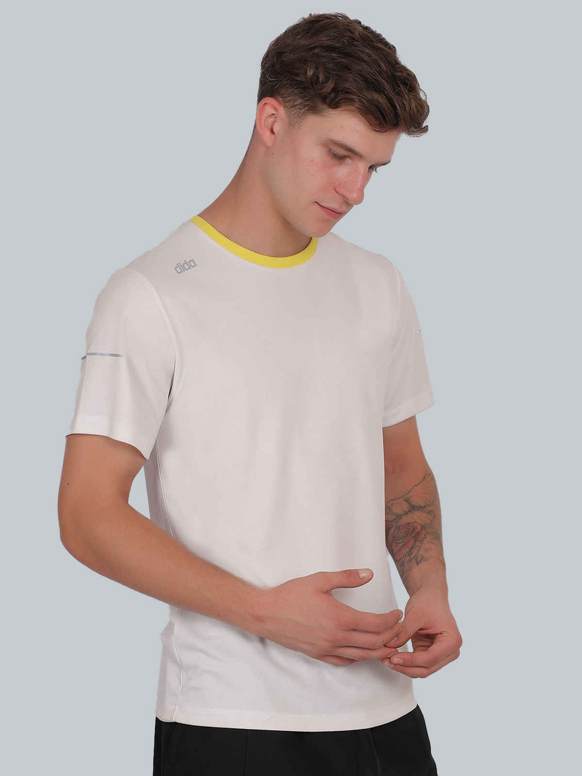 Dida Men's Sports T-shirt | Regular Comfortable Stretchable Dry-Fit | White - XL