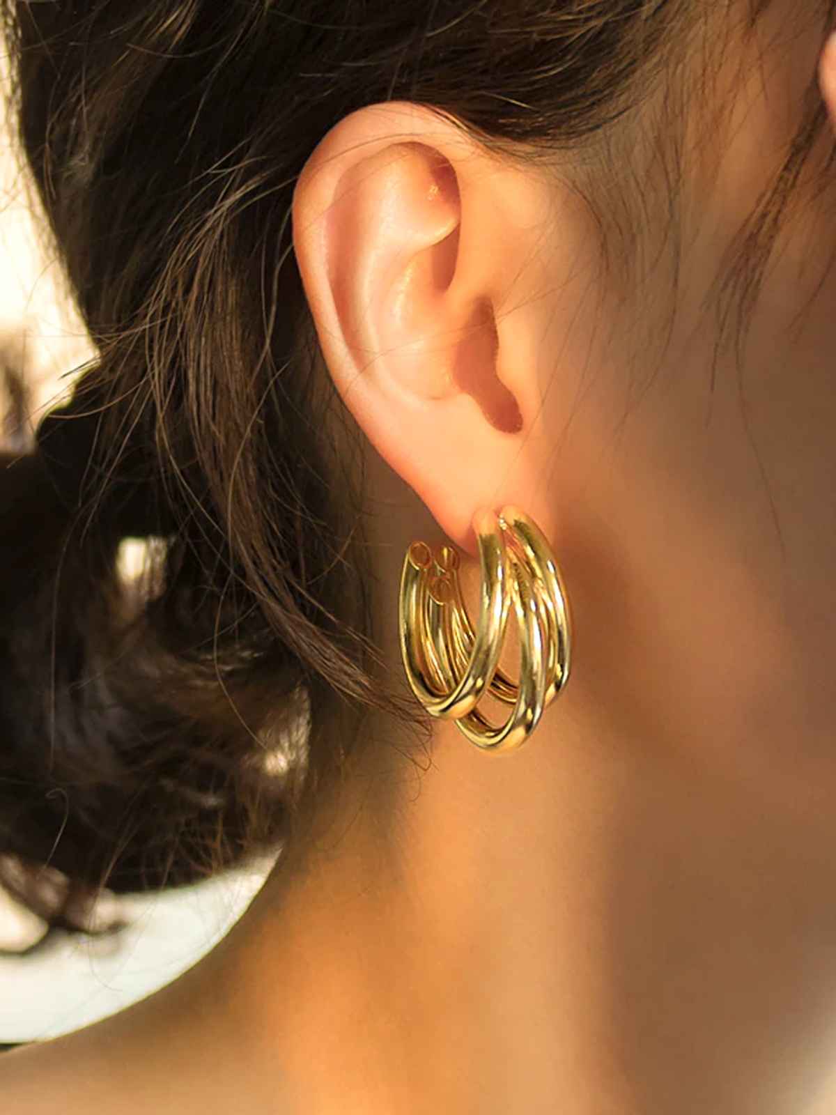 Yellow Chimes Hoop Earrings | Combo of 2 Pair | Twisted Layered Hoops