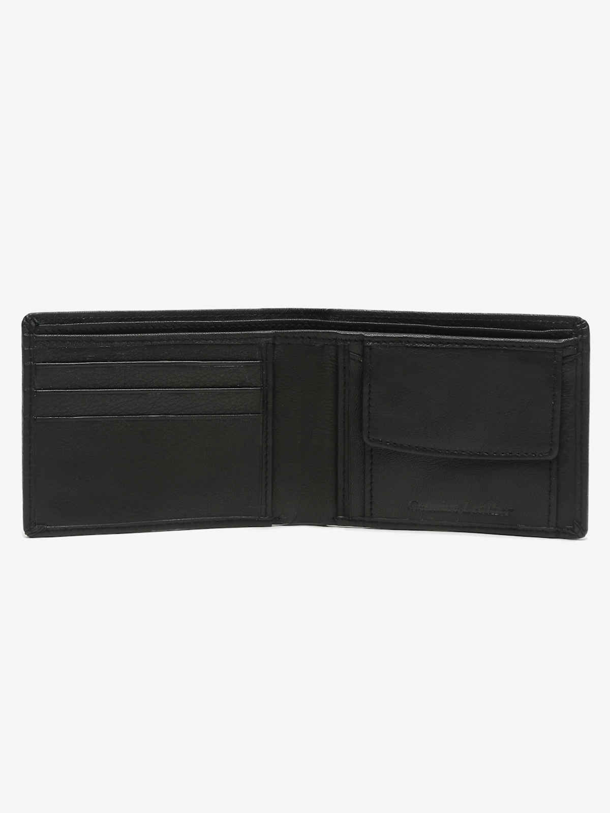 Teakwood Leather Men's Slim Coin Wallet | WLT 140 BL | Black
