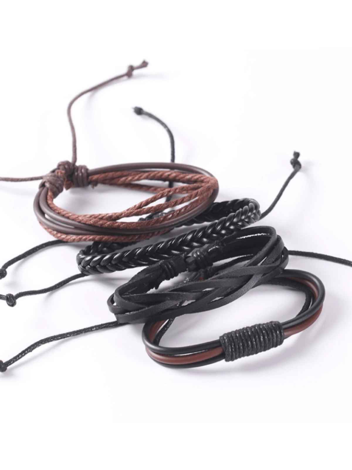 YouBella Bracelets for Men and Boys Black Leather Bracelet (YBBN - 92157)