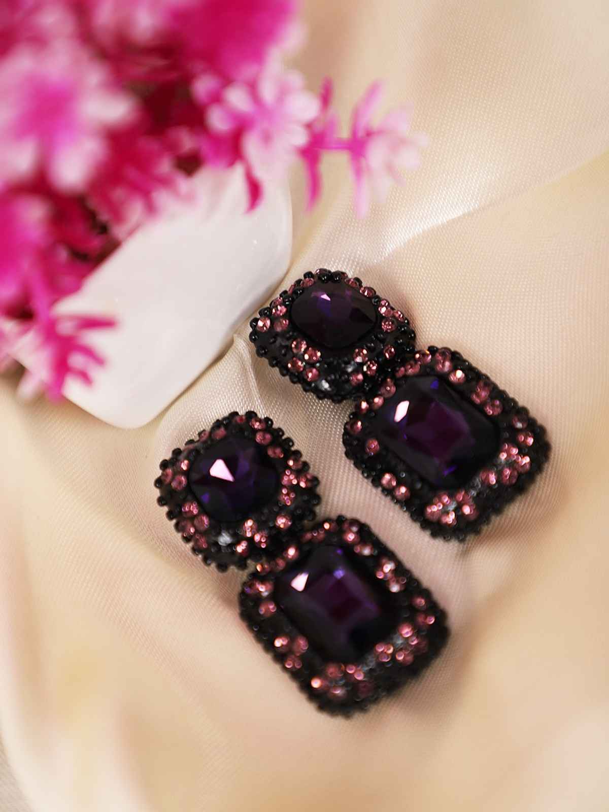 Youbella Drop And Dangler Crystal Earrings For Girls And Women (Purple)(Ybear - 33150)