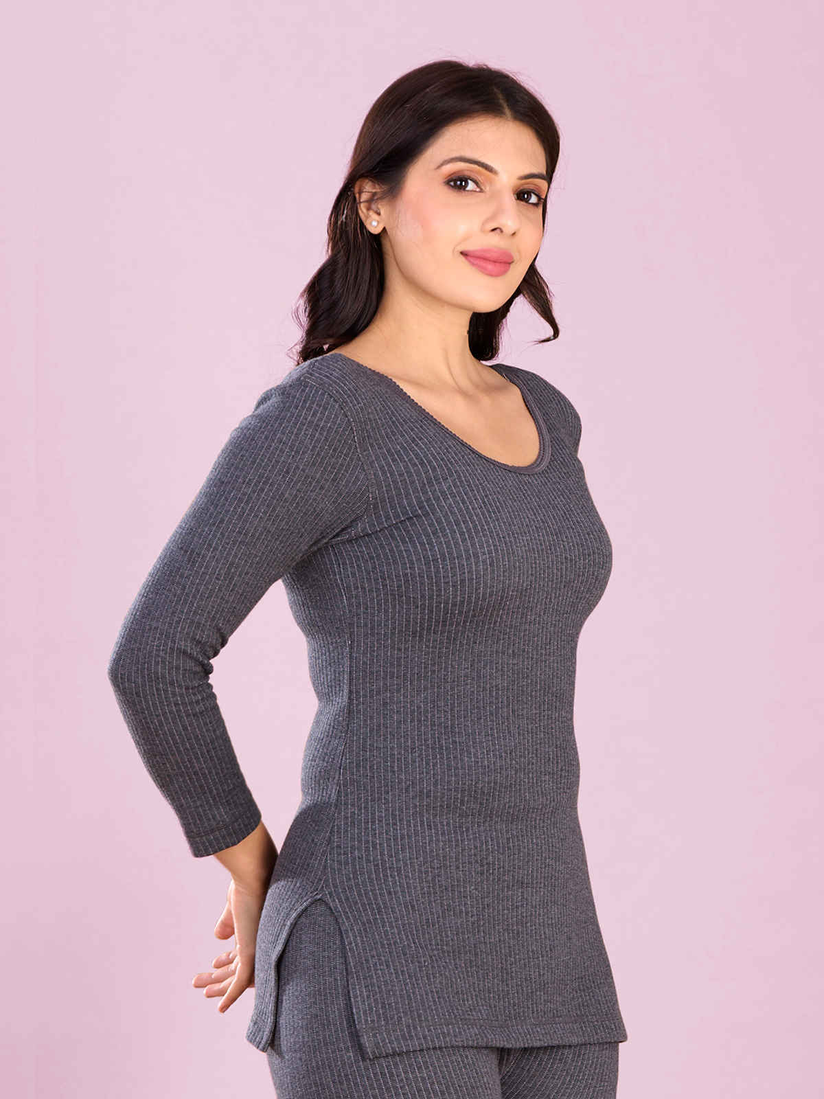 Lux Inferno Long Length Thermal Top for Women | Charcoal | 90 | Size L