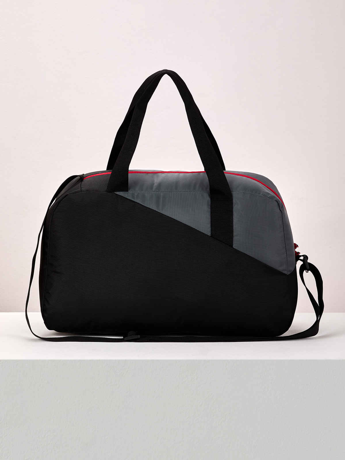 Wildcraft Unisex Color Block Polyester Duffel Bag | Black and Grey - 22 cm