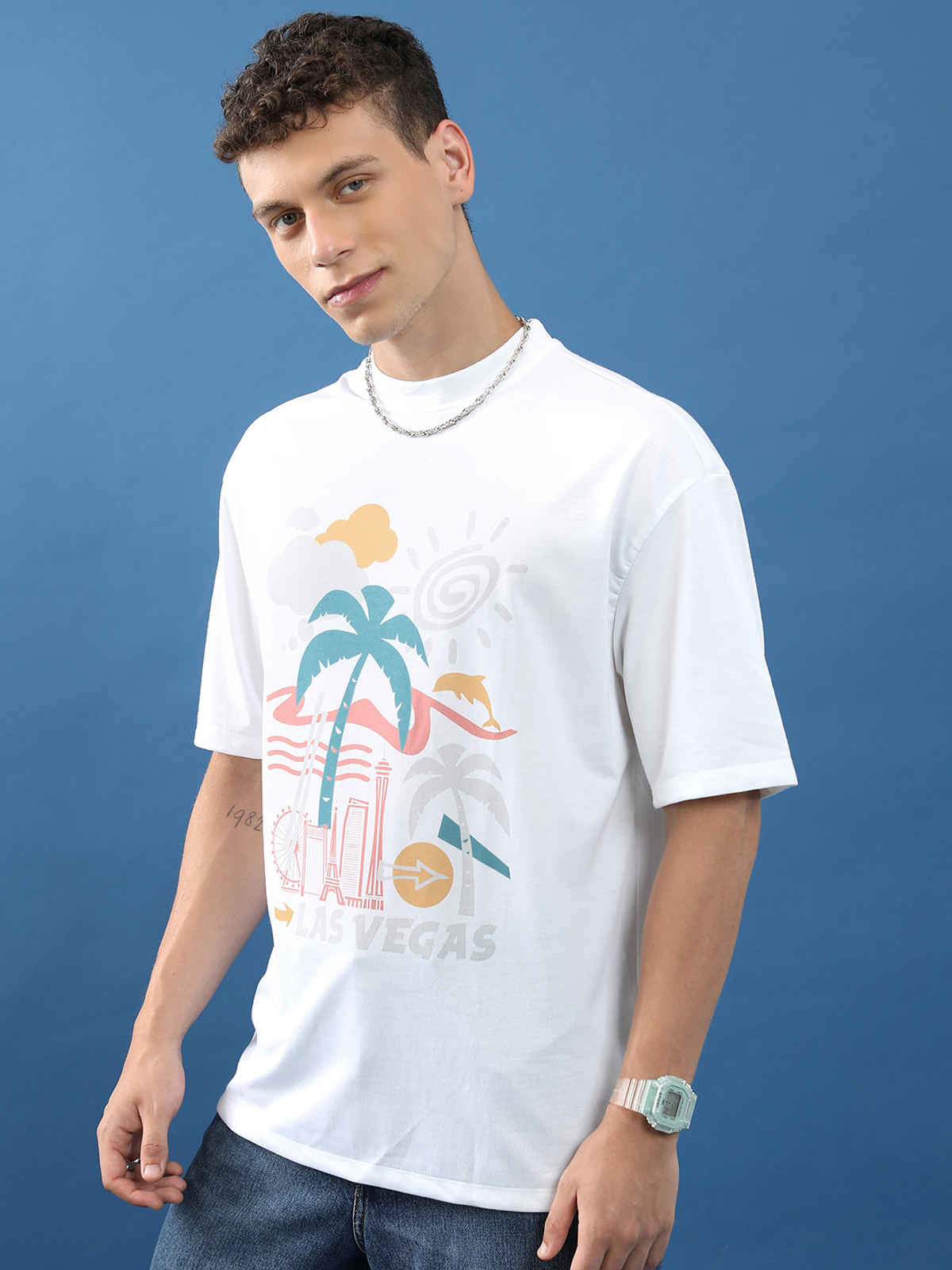 Highlander Unisex Graphic Printed Drop-Shoulder Sleeves Oversized T-Shirt | White - XL