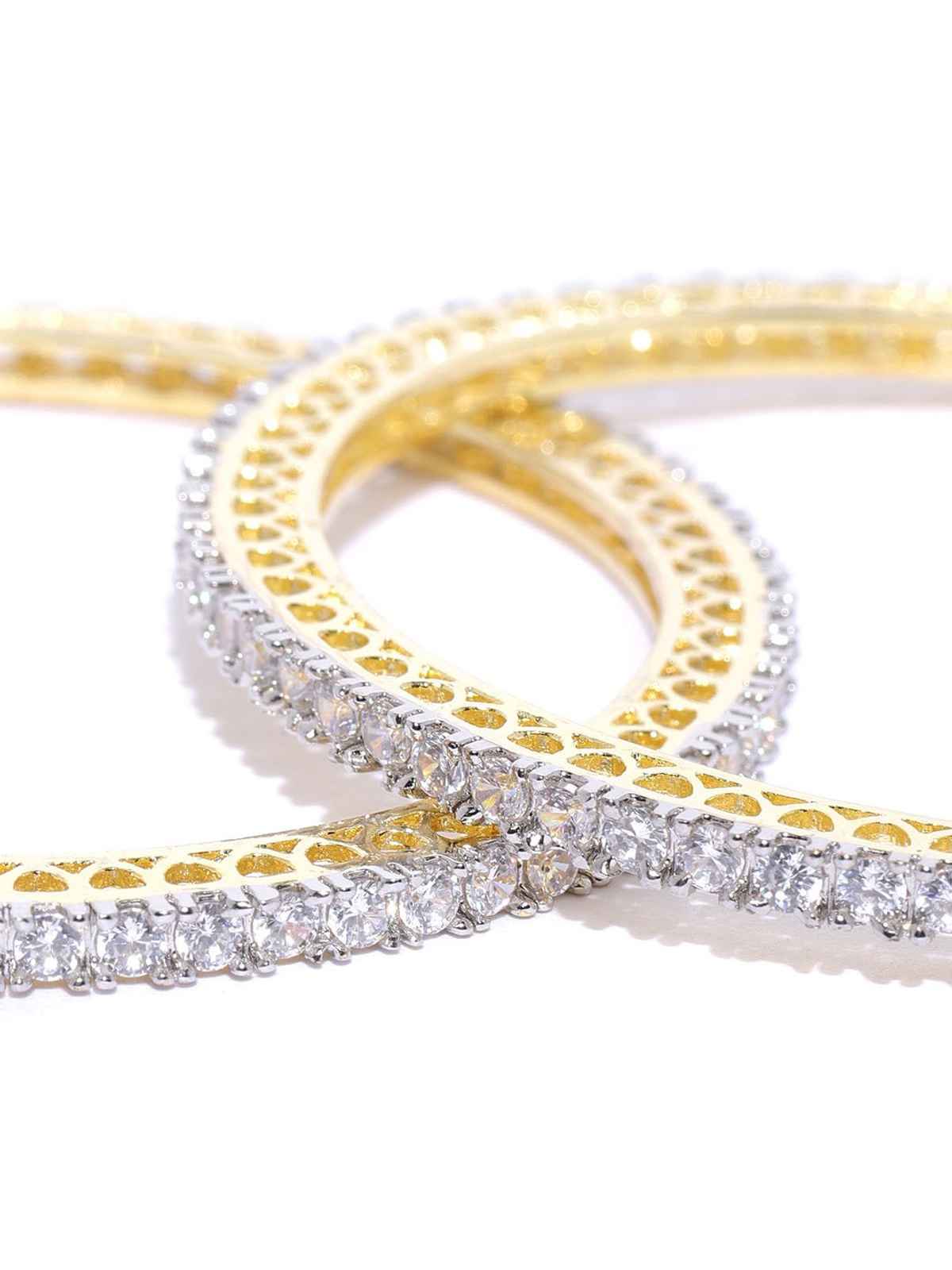 Priyaasi Set Of 2 Gold-Plated American Diamond Studded Bangles