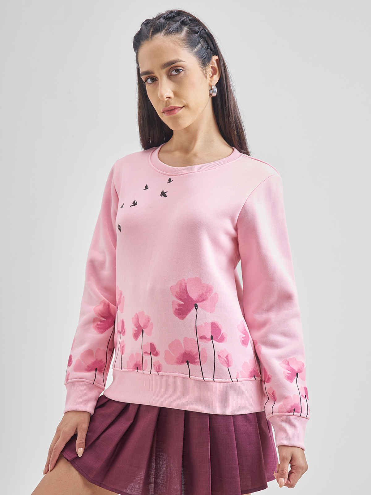Tokyo Talkies Women's Printed Sweatshirt | Light Pink - XL