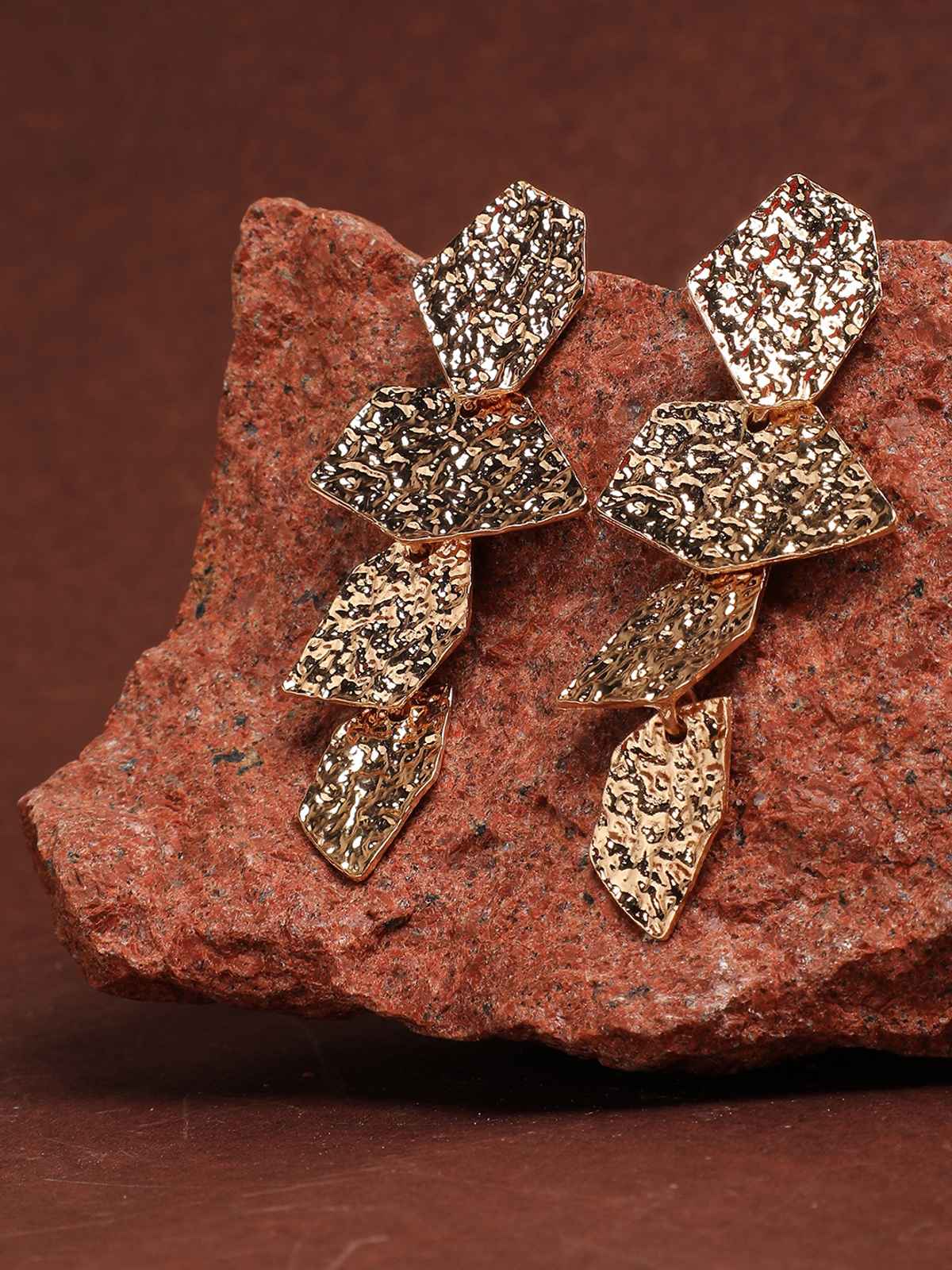 Sohi Gold-Toned Contemporary Drop Earrings For Women's