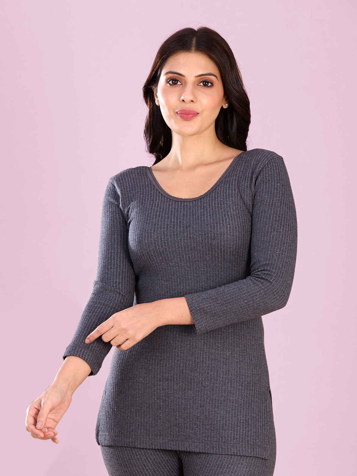 Lux Inferno Long Length Thermal Top For Women | Charcoal | 80 | S