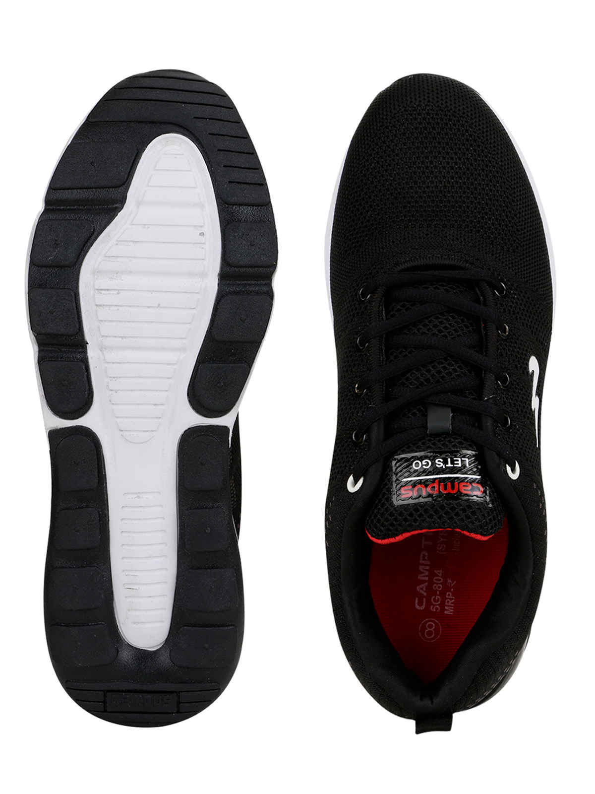 Campus Syrus Black Grey Men's Running Shoes - UK 10