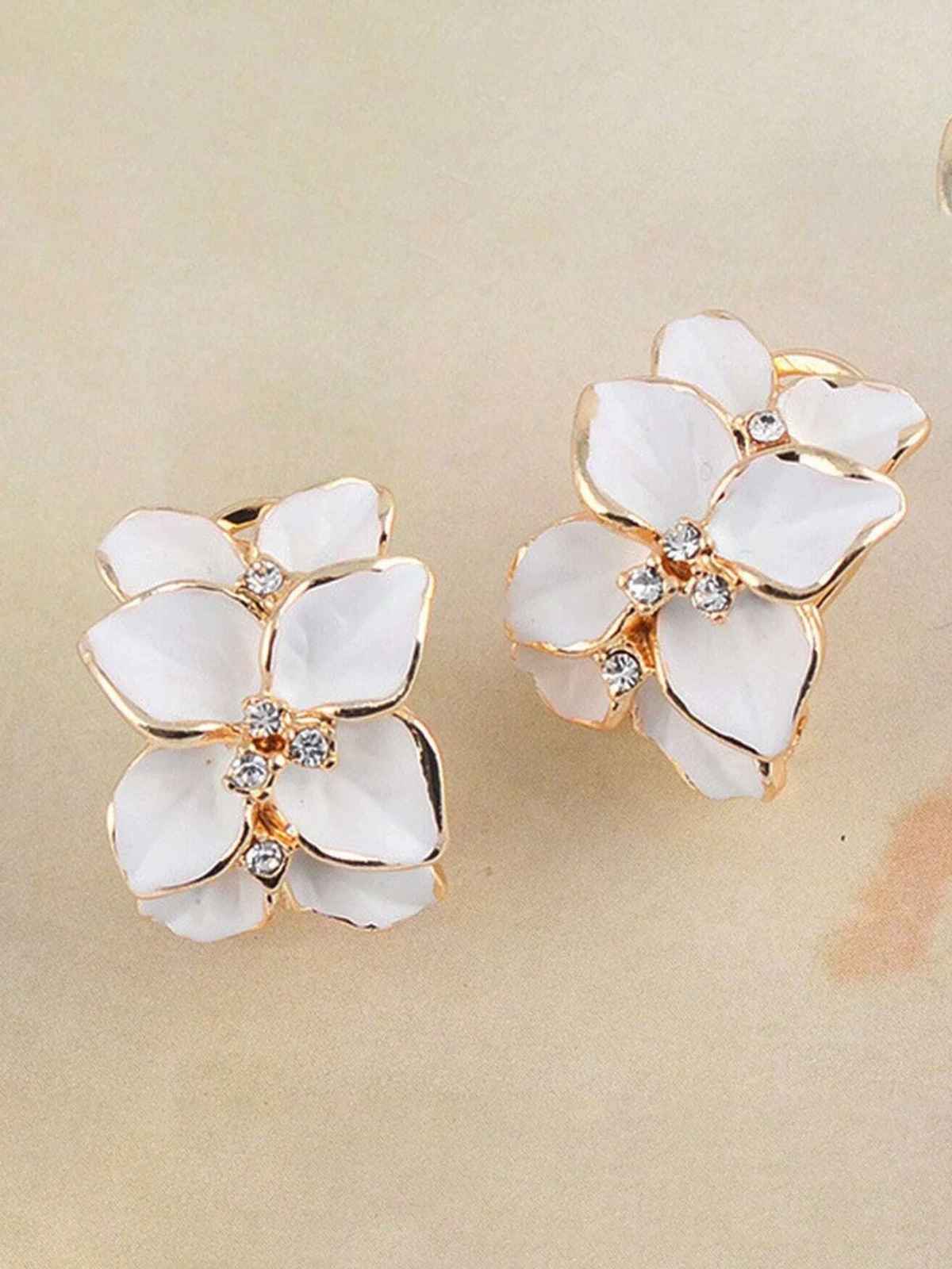 Youbella Earrings For Women Traditional Earrings Tops For Girls And Women (White)(Ybear - 31961)