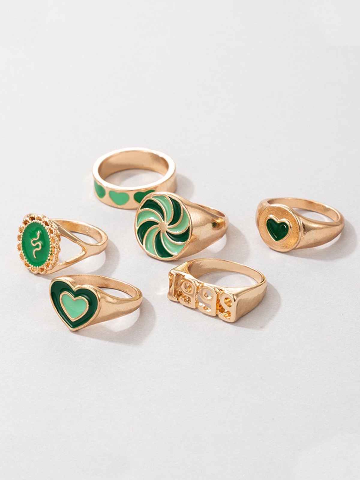 YouBella Jewellery Gold Plated Enamelled Combo of Rings for Girls and Women (YBRG - 20139)