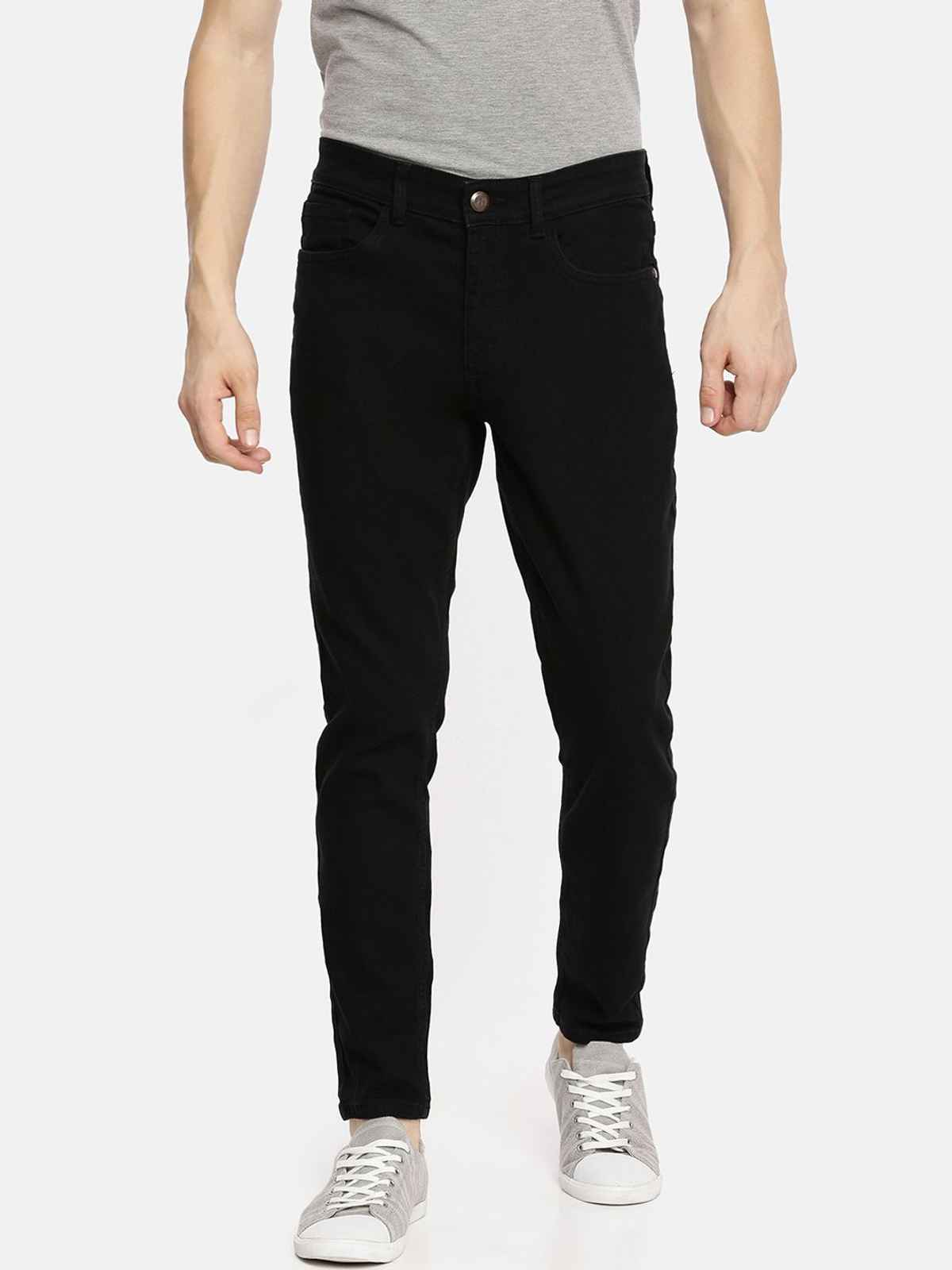 The Indian Garage Co Slim Fit Solid Casual Jeans | Black - 32