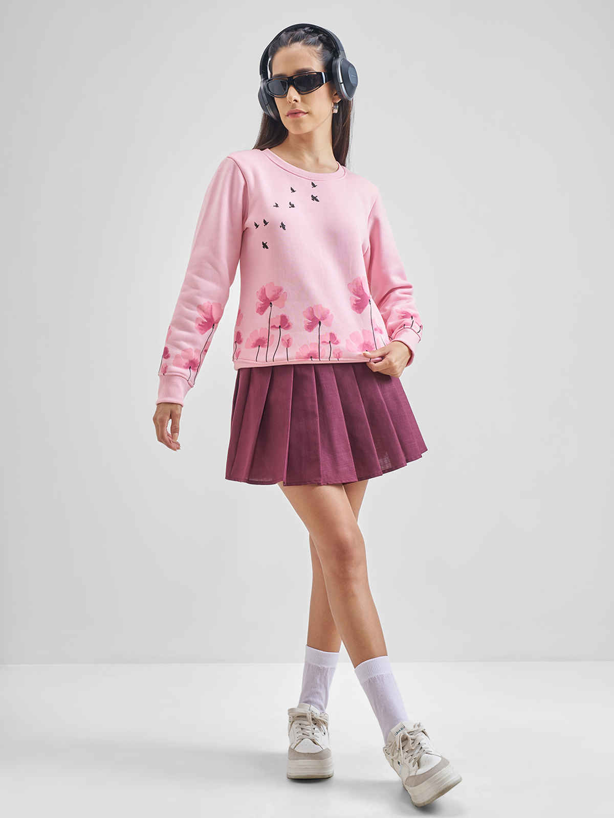 Tokyo Talkies Women's Printed Sweatshirt | Light Pink - XL