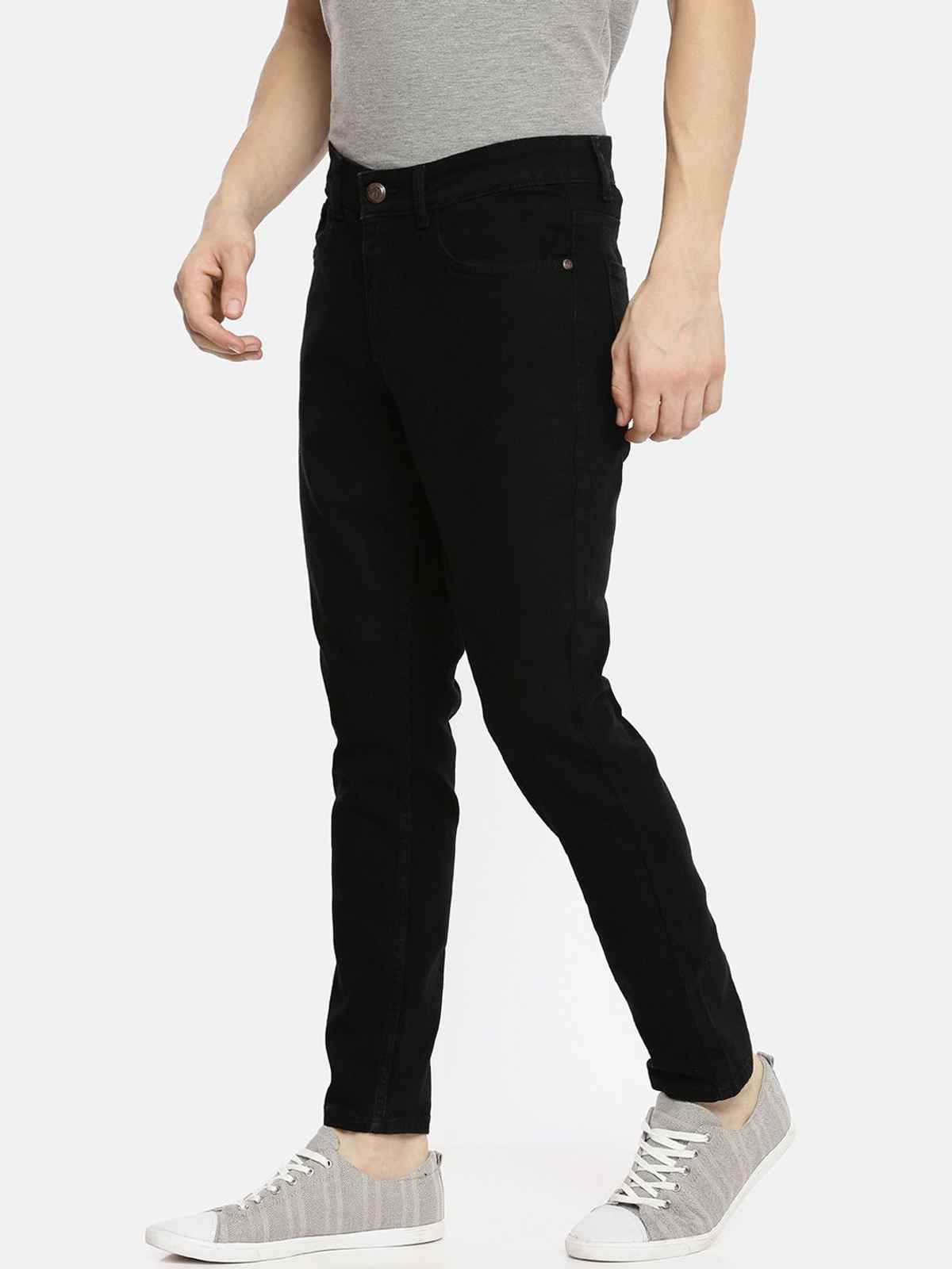 The Indian Garage Co Slim Fit Solid Casual Jeans | Black - 32