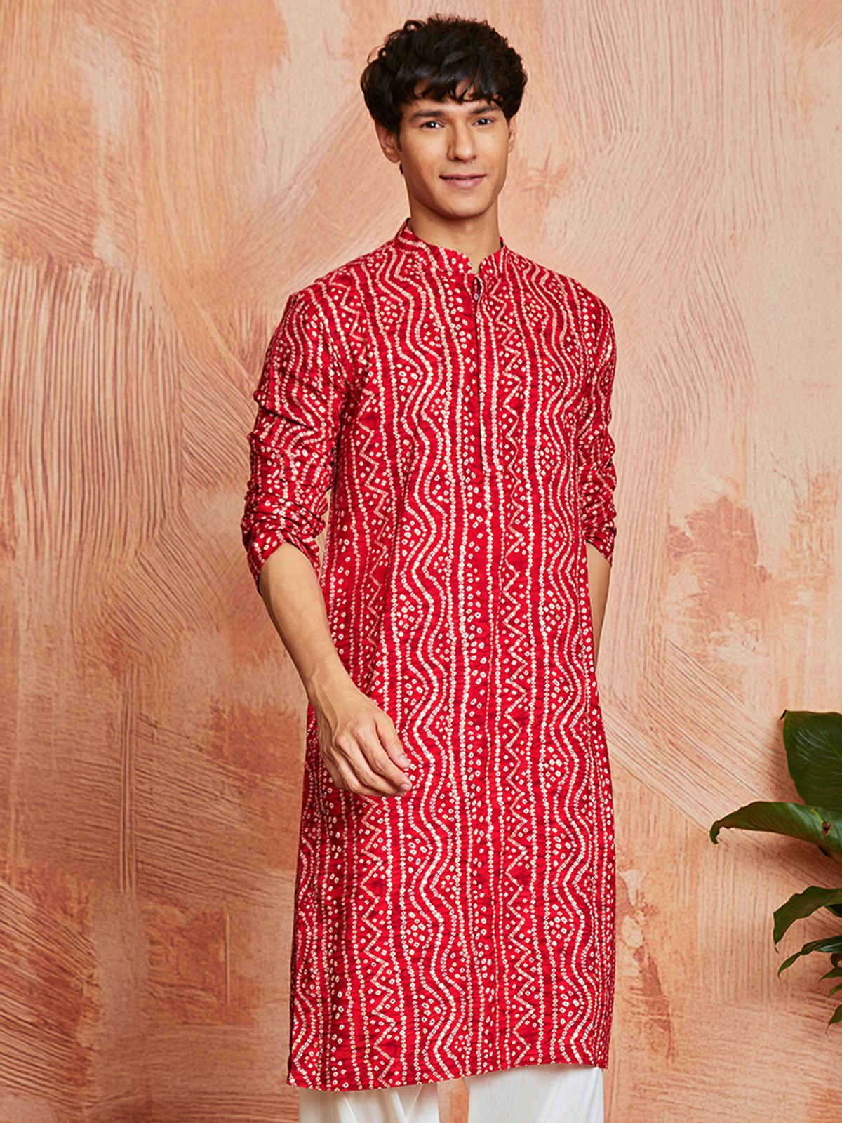Vastramay Men's Rayon Kurta for Eid | Red - M