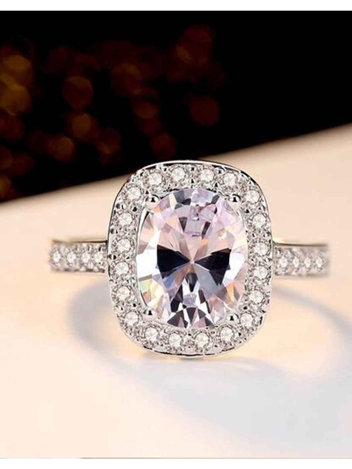 YouBella Solitaire Crystal Jewellery Silver Plated Ring for Women (YBRG - 20019)